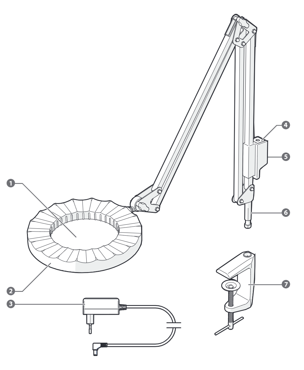 240285 14022 Nedis - Dimmable Magnifier LED Lamp with Clamp - MAGLE2WT_V2 - Main parts.ai