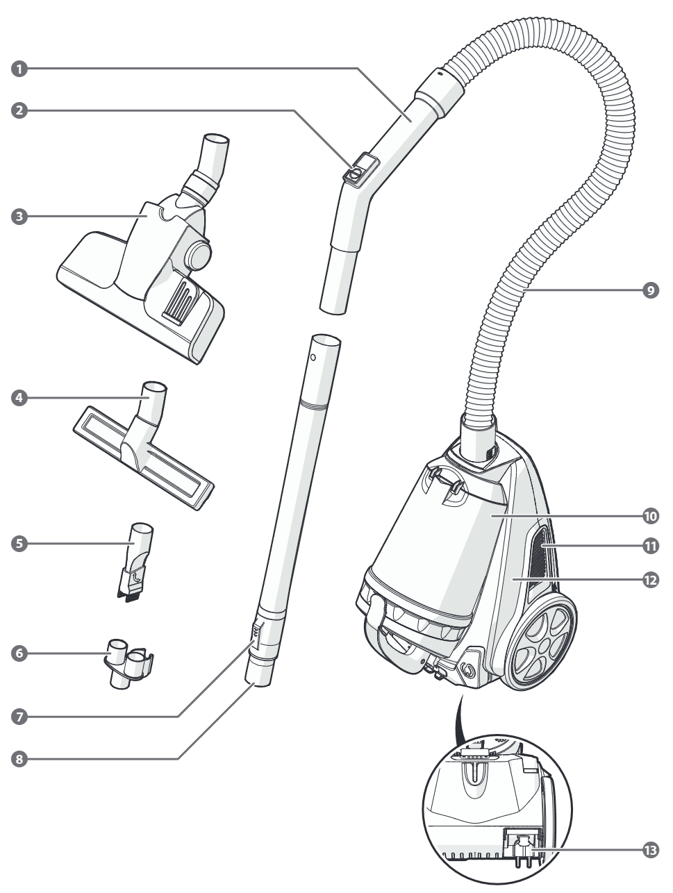 240165 14022 Nedis - Vacuum cleaner - VCBS250GY - Main parts v4.ai