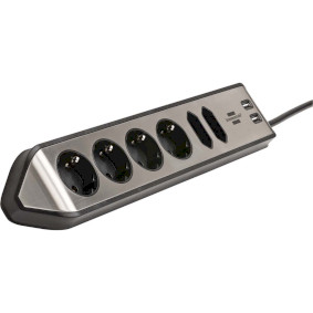 Enchufe de esquina brennenstuhl®estilo con función de carga USB 4x tomas de  corriente 2x Euro plata/blanco
