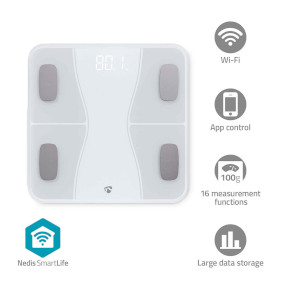 SmartLife Personenweegschaal | Bluetooth® | BMI / BMR / Botten / Gewicht / Spieren / Vet / Water | 12 | Piekbelasting: 180 kg | Android™ / IOS | ABS / Glas | Wit