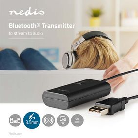 NEDIS BTTR100BK Transmisor de Audio Bluetooth Para Hasta 2 Auriculares Con  Entrada Jack 3.5
