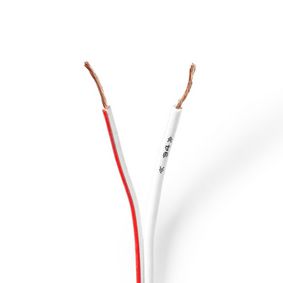 Speaker Cable | 2x 0.75 mm² | Kobber | 100.0 m | Rund | PVC | Hvit | Rull