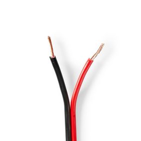 Speaker Cable | 2x 1.50 mm² | Kobber | 100.0 m | Rund | PVC | Rød / Sort | Rull
