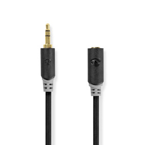 Stereo Audio Kabel | 3,5 mm Zástrčka | 3,5 mm Zásuvka | Pozlacené | 1.00 m | Kulatý | Antracit | Box