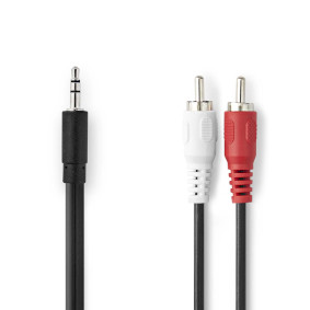 Câble audio stéréo | 3.5 mm Mâle | 2x RCA Male | Plaqué nickel | 1.00 m | Rond | Noir | Boîte