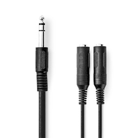 Stereo Audio Cable | 6.35 mm Male | 2x 6.35 mm Female | Nickel Plated | 0.20 m | Round | Box