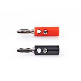 Banana Connector | Straight | Male | Nickel Plated | Screw | Cable input diameter: 4.5 mm | PVC | Black / Red | 4 pcs | Box