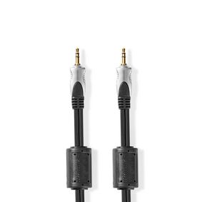 Stereo Audio kabel | 3.5 mm Hanstik | 3.5 mm Hanstik | Guldplateret | 5.00 m | Runde | Antracit | Plastikæske