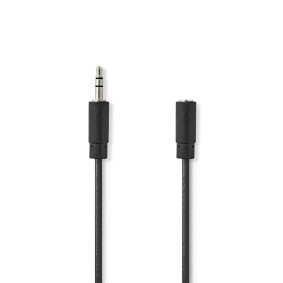 Stereo Audio Cable | 3.5 mm Male | 3.5 mm Female | Nickel Plated | 10.0 m | Round | Black | Label