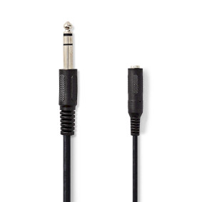 Stereo Audio Cable | 6.35 mm Male | 6.35 mm Female | Nickel Plated | 5.00 m | Round | Label