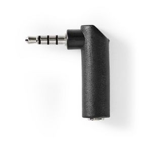 Stereo Audio Adapter | 3.5 mm Male | 3.5 mm Female | Nickel Plated | Angled 90° | Metal | Black | 10 pcs | Polybag