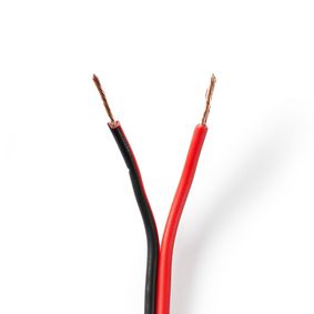 Højtaler Kabel | 2x 0.75 mm² | CCA | 100.0 m | Runde | PVC | Rød / Sort | Folie