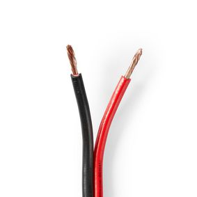 Højtaler Kabel | 2x 2.50 mm² | CCA | 100.0 m | Runde | PVC | Rød / Sort | Folie