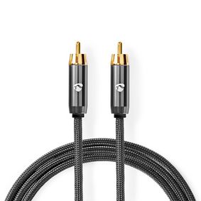 Subwoofer Cable | RCA Male | RCA Male | Gold Plated | 3.00 m | Round | 4.5 mm | Anthracite / Gun Metal Grey | Cover Box