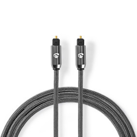 Optical Audio Cable | TosLink Male | TosLink Male | 5.00 m | Round | Braided | Gun Metal Grey | Cover Window Box