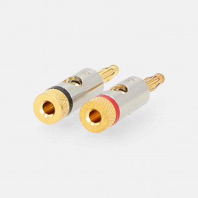 Banánkový Konektor | Přímý | Zástrčka | Pozlacené | Šroub | Průměr vstupního kabelu: 3.0 mm | Kov | Zlatá | 2 kusů | Obálka