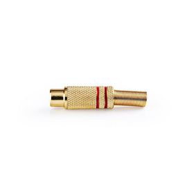 RCA Connector | Straight | Female | Gold Plated | Solder | Cable input diameter: 4.8 mm | Metal | Gold / Red | 25 pcs | Polybag