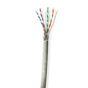 Netzwerk-Kabel Rollen | CAT6 | Solid | S/FTP | CCA | 100.0 m | Innenbereich | Rund | PVC | Grau | Kartonverpackung