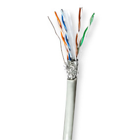 Netzwerk-Kabel Rollen | CAT6 | Litzenleitung | S/FTP | CCA | 100.0 m | Innenbereich | Rund | PVC | Grau | Kartonverpackung
