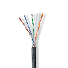 Netwerk Kabel Rol | CAT6 | Solid | U/UTP | CCA | 305.0 m | Buitenshuis | Rond | PE | Zwart | Gift Box