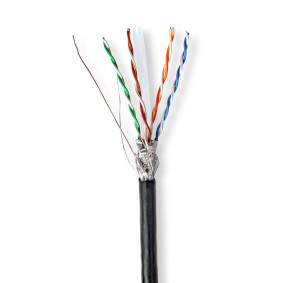 Netzwerk-Kabel Rollen | CAT6 | Solid | S/FTP | CCA | 305.0 m | Aussenbereich | Rund | PE | Schwarz | Kartonverpackung