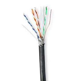 Netwerk Kabel Rol | CAT6 | Solid | S/FTP | Koper | 100.0 m | Buitenshuis | Rond | PE | Zwart | Gift Box