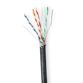 Netzwerk-Kabel Rollen | CAT6 | Solid | S/FTP | Kupfer | 305.0 m | Aussenbereich | Rund | PE | Schwarz | Kartonverpackung