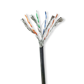 Síťový kabel Roll | CAT7 | Drát | S / FTP | Měď | 100.0 m | Venkovní | Kulatý | PE | Černá | Dárkový Box