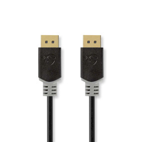 Displayport-kabel | DisplayPort Han | DisplayPort Han | 8K@60Hz | Gull belagt | 2.00 m | Rund | PVC | Antrasitt / Grå | Boks
