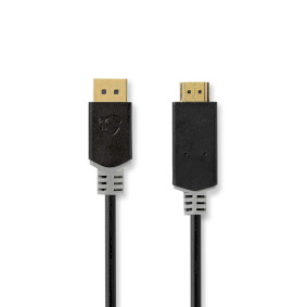 DisplayPort Cable | DisplayPort Male | HDMI™ Connector | 4K@30Hz | Gold Plated | 3.00 m | Round | PVC | Anthracite | Box