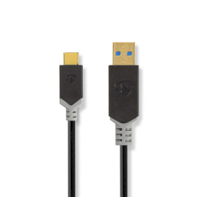 USB kabel | USB 3.2 Gen 1 | USB-A Zástrčka | USB-C™ Zástrčka | 60 W | 5 Gbps | Pozlacené | 1.00 m | Kulatý | PVC | Antracit | Box s Okénkem