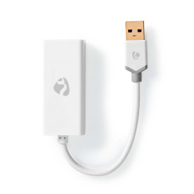USB-A Adapter | USB 3.2 Gen 1 | USB-A Hane | RJ45 Hona | 1 Gbps | 0.20 m | Rund | Guldplaterad | PVC | Vit | Låda