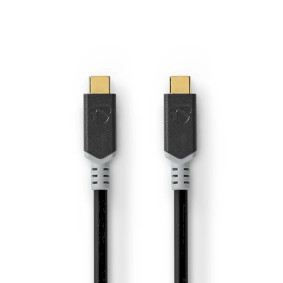USB-kabel | USB 3.2 Gen 2x2 | USB-C™ Hane | USB-C™ Hane | 100 W | 4K@60Hz | 20 Gbps | Guldplaterad | 2.00 m | Rund | PVC | Silver | Låda