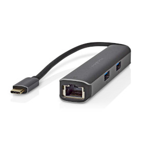 USB Multi-Port-Adapter | USB 3.2 Gen 1 | USB-C™ Stecker | HDMI™ Buchse / RJ45 Buchse / 3x USB-A Buchse | 5 Gbps | 0.20 m | Rund | Vergoldet | PVC | Anthrazit | Box