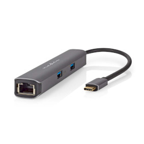 USB Multi-Port Adapter | USB 3.2 Gen 1 | USB-C™ Male | HDMI™ Output / RJ45 Female / 2x USB-A Female / 2x USB-C™ | 5 Gbps | 0.20 m | Rond | Verguld | PVC | Antraciet | Doos