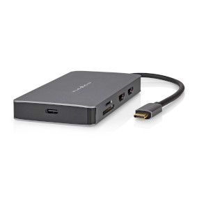 USB Multi-Port Adapter | USB 3.2 Gen 1 | USB-C™ Hann | Micro SD / RJ45 Hun / SD / USB-C™ Hunn / 2x HDMI™ / 2x USB-A Hunn | 5 Gbps | 0.20 m | Rund | Gull belagt | PVC | Antrasitt | Boks