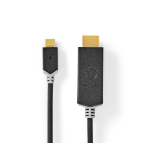 USB-C™ Adapter | USB 3.2 Gen 1 | USB-C™ Male | HDMI™ Connector | 4K@60Hz | 2.00 m | Rond | Verguld | PVC | Antraciet | Doos