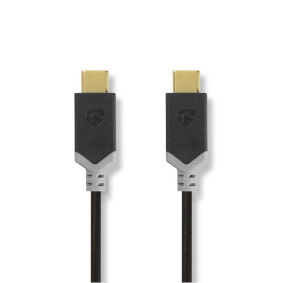 USB-Kabel | USB 3.2 Gen 1 | USB-C™ Male | USB-C™ Male | 60 W | 4K@60Hz | 5 Gbps | Vernikkeld | 1.00 m | Rond | PVC | Antraciet | Window Box