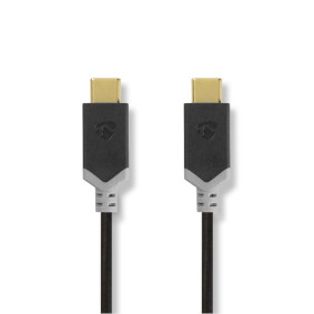 USB-Kabel | USB 3.2 Gen 1 | USB-C™ Male | USB-C™ Male | 4K@60Hz | 5 Gbps | Verguld | 2.00 m | Rond | PVC | Zwart | Doos