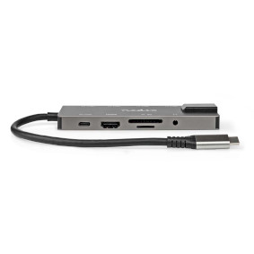 USB Telakointiasema | USB 3.2 Gen 1 | USB-C™ Naaras | HDMI™ Ulostulo / RJ45 Naaras / SD / 2x USB-C™ / 3.5 mm naaras / 3x USB-A Naaras | 5 Gbps | 0.20 m | Pyöreä | Kullattu | PVC | Antrasiitti | Laatikko