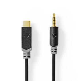 USB-C™ Adapter | USB 2.0 | USB-C™ Han | 3.5 mm Hanstik | 1.00 m | Runde | Guldplateret | PVC | Sort | Box