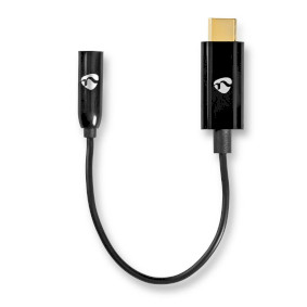 USB-C™ Adapter | USB 3.2 Gen 1 | USB-C™ Han | 3.5 mm Hunstik | 0.15 m | Runde | Nikkelplateret | PVC | Sort | Box