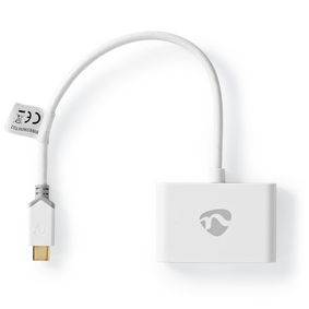 USB Adapter | USB 3.1 Gen1 | USB-C™ Male | 2x USB-A | 1000 Mbps | 0.20 m | Round | Gold Plated | PVC | White | Window Box