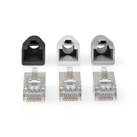 RJ45 Connector | RJ45 Pass Through | Solid/Stranded FTP CAT6 | Straight | Gold Plated | 10 pcs | PVC | Black / Grey / White | Box