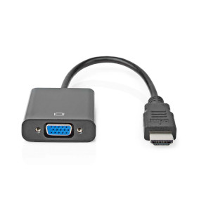 Adaptateur VGA mâle vers HDMI et VGA Femelles + Entrée Audio et Charge,  Noir - Français