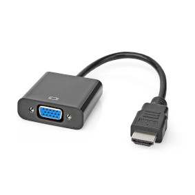 HDMI™ Adapter | HDMI™ Kontakt | VGA hona 15p / 3.5 mm Hona | Nickelplaterad | Rak | PVC | Svart | 1 st. | Låda