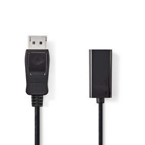 Displayport-kabel | DisplayPort Hane | HDMI™ Utgång | 4K@30Hz | Nickelplaterad | 0.20 m | Rund | PVC | Svart | Låda