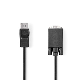 VGA-kabel | DisplayPort Han | VGA Han | Nikkelplateret | Maksimal opløsning: 1080p | 2.00 m | Runde | PVC | Sort | Box