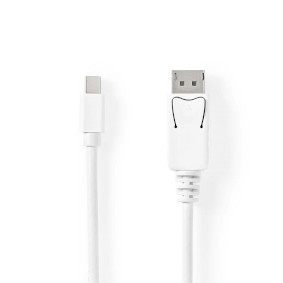 Mini DisplayPort Cable | DisplayPort 1.4 | Mini DisplayPort Male | DisplayPort Male | 48 Gbps | Nickel Plated | 2.00 m | Round | PVC | White | Blister