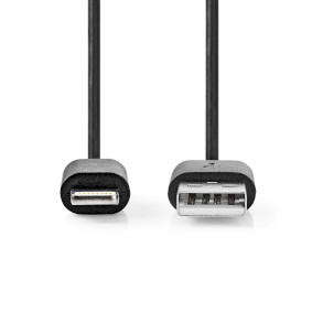 Câble USB | USB 2.0 | Apple Lightning à 8 broches | USB-A Mâle | 480 Mbps | Plaqué nickel | 2.0 m | Rond | PVC | Noir | Boîte